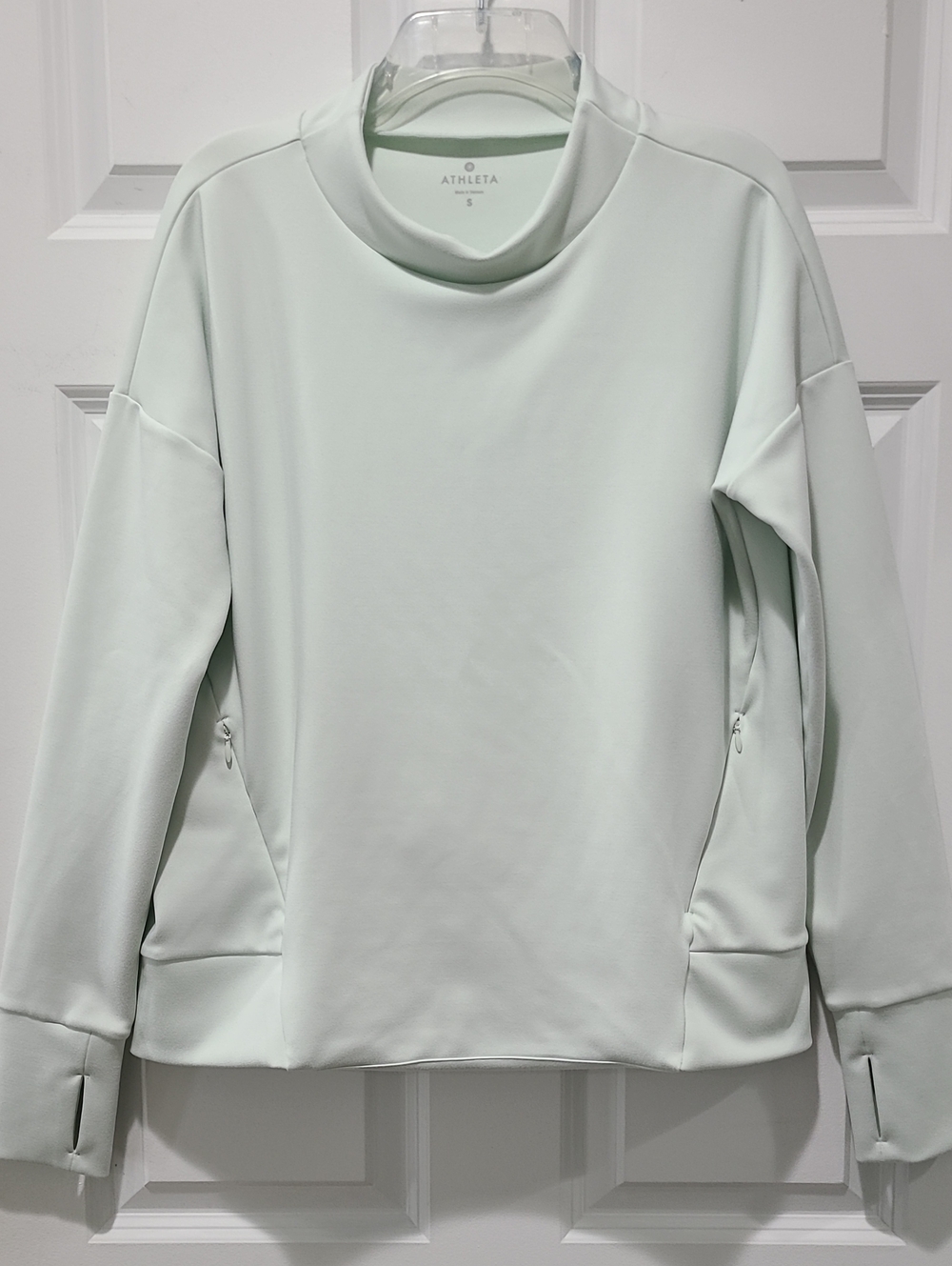 Athleta Denali Green Crewneck Pullover Performance Scuba Sweatshirt Size Sm